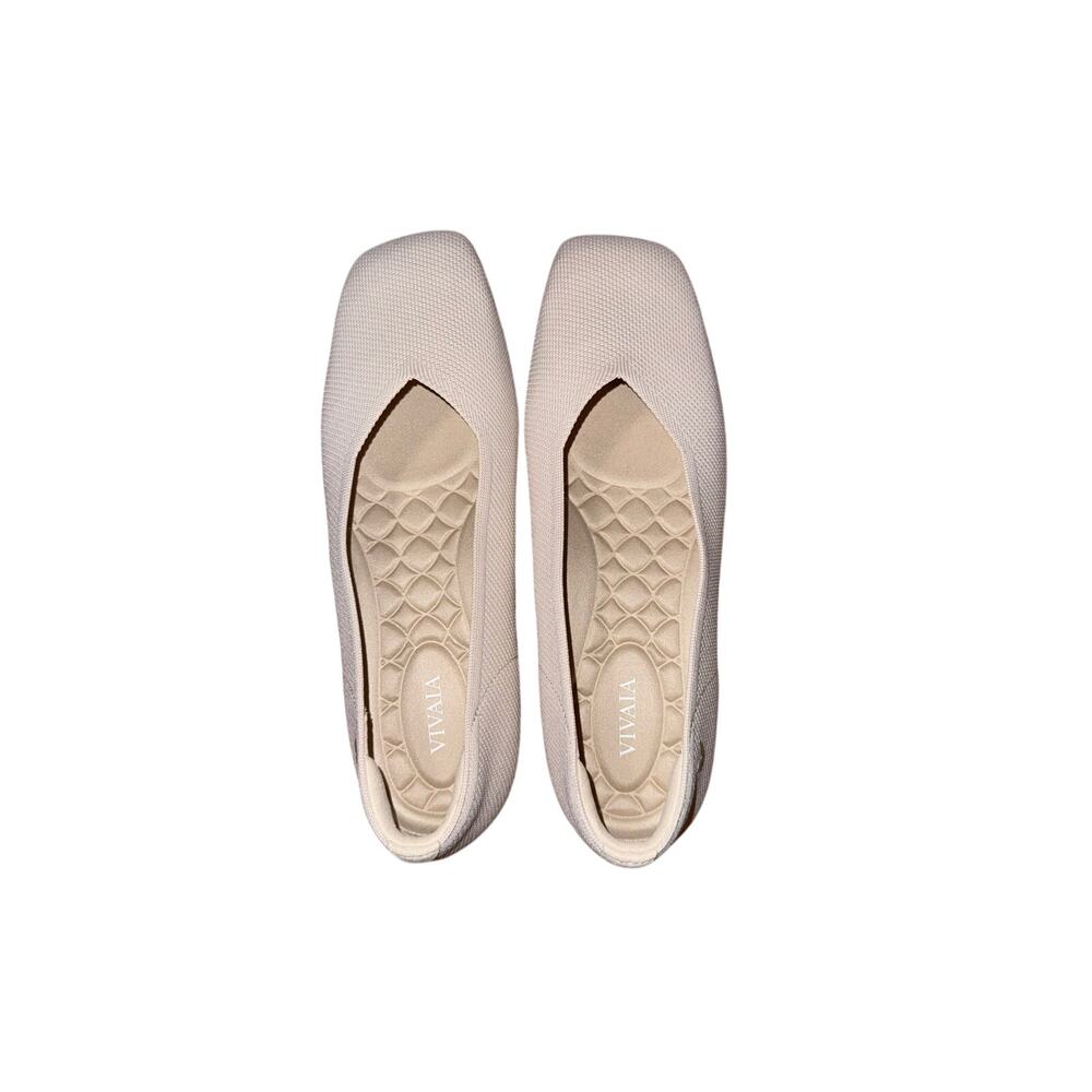 VIVAIA Margot Square Toe Knit Ballet Flats Ivory Cream EU 39 US 8 New W/O Box